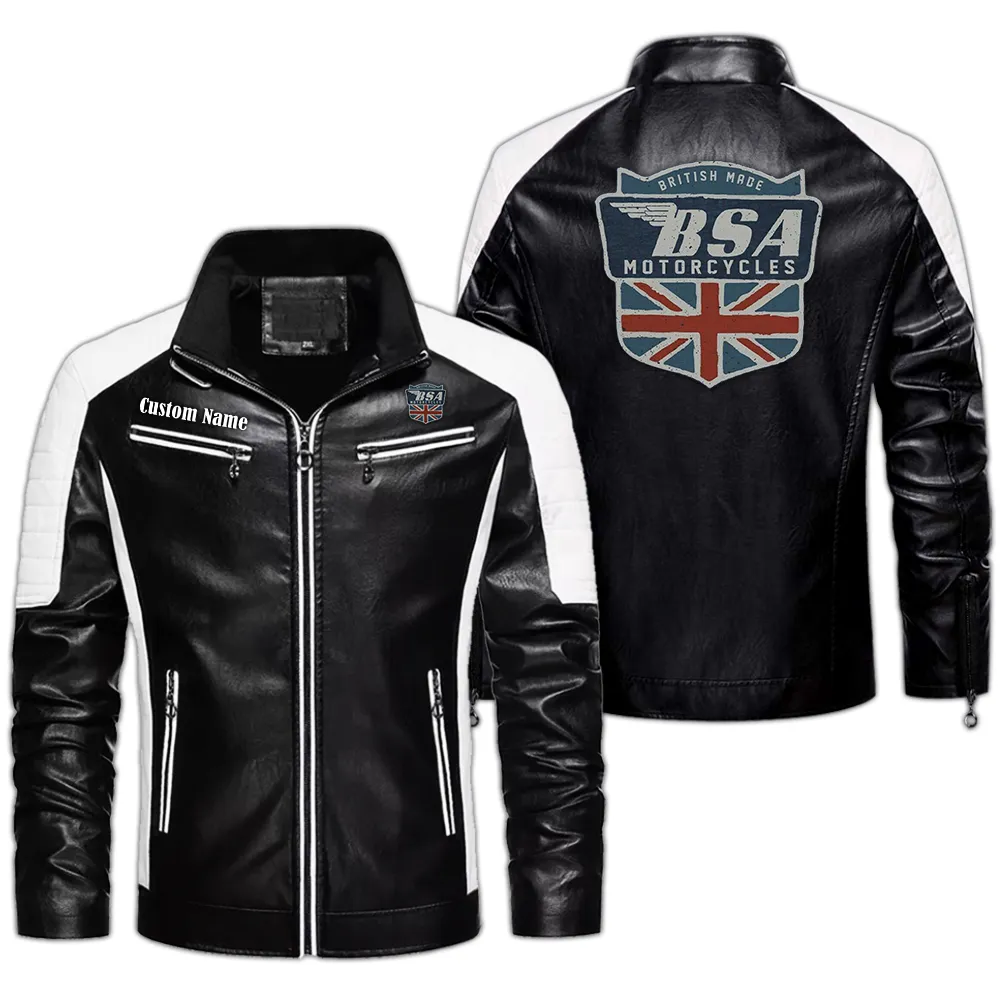 BSA Custom Herren Lederjacke für Autoliebhaber, Perfektes Geschenk mit Namen  CAR0401022071 - Schwarz
