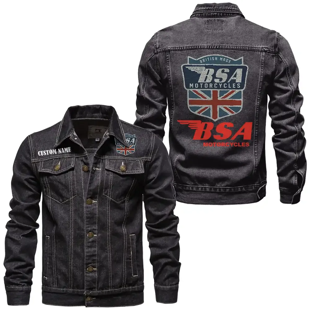 bsa jeansjacke fr auto fans vintage stil mit wunschname personalisierbar car1901132061 schwarz n0ake