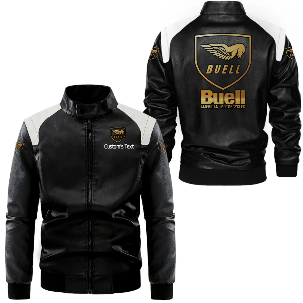 buell motorcycle lederjacke in schwarz wei fr auto fans allover print personalisierbar mit wunschname car0801062071