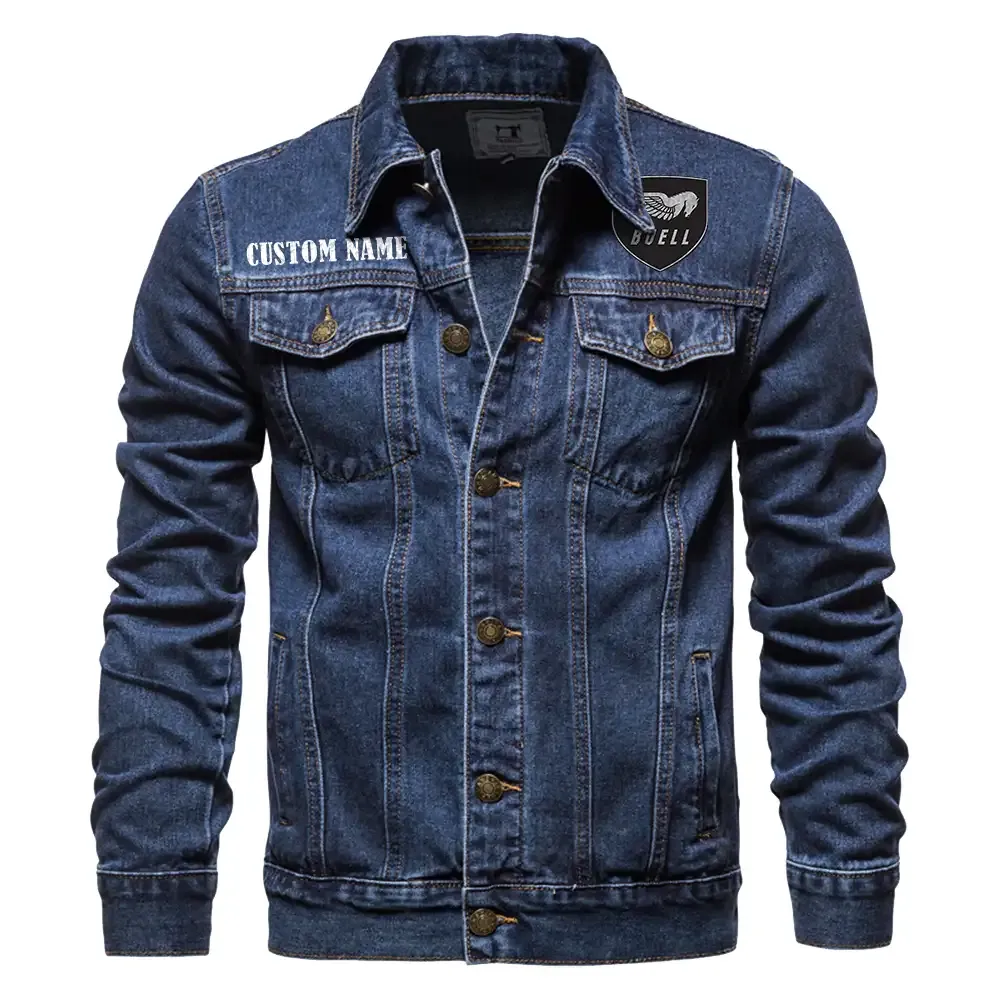 Buell Motorcycles Jeansjacke für Auto-Fans – Vintage-Stil mit Wunschname personalisierbar CAR1901132062 - Dunkelblau