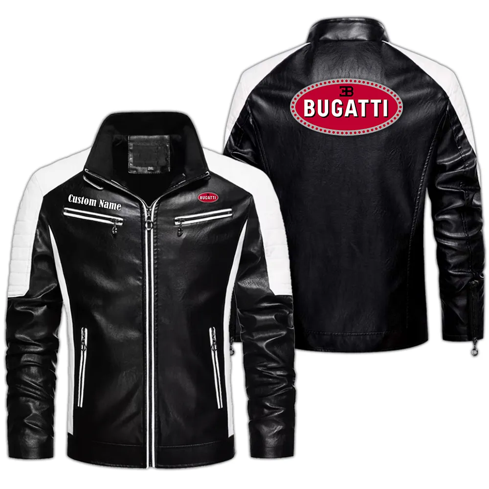 bugatti custom herren lederjacke fr autoliebhaber perfektes geschenk mit namen car0401022075 schwarz 7qfdy