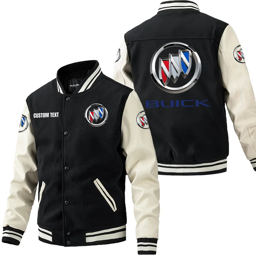 buick leder baseballjacke fr auto fans rmel mit all over print personalisierbar mit wunschname car1801112056 schwarz wei m9fv1