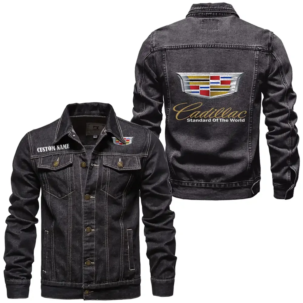 Cadillac Jeansjacke für Auto-Fans – Vintage-Stil mit Wunschname personalisierbar CAR1901132065 - Schwarz