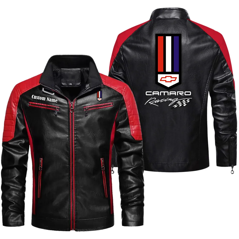 camaro racing custom herren lederjacke fr autoliebhaber perfektes geschenk mit namen car0401022084 rot