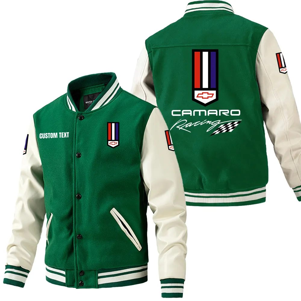 camaro racing leder baseballjacke fr auto fans rmel mit all over print personalisierbar mit wunschname car1801112070 grn bayho