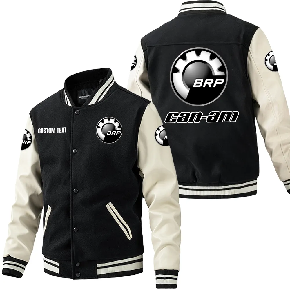 can am leder baseballjacke fr auto fans rmel mit all over print personalisierbar mit wunschname car1801112060 schwarz wei irv7b