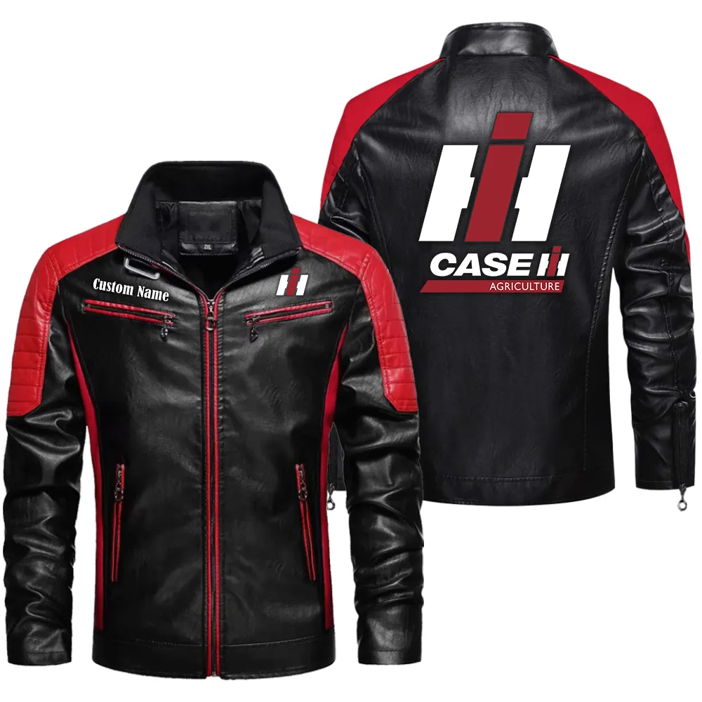case ih custom herren lederjacke fr autoliebhaber perfektes geschenk mit namen car0401022092 rot ivaud