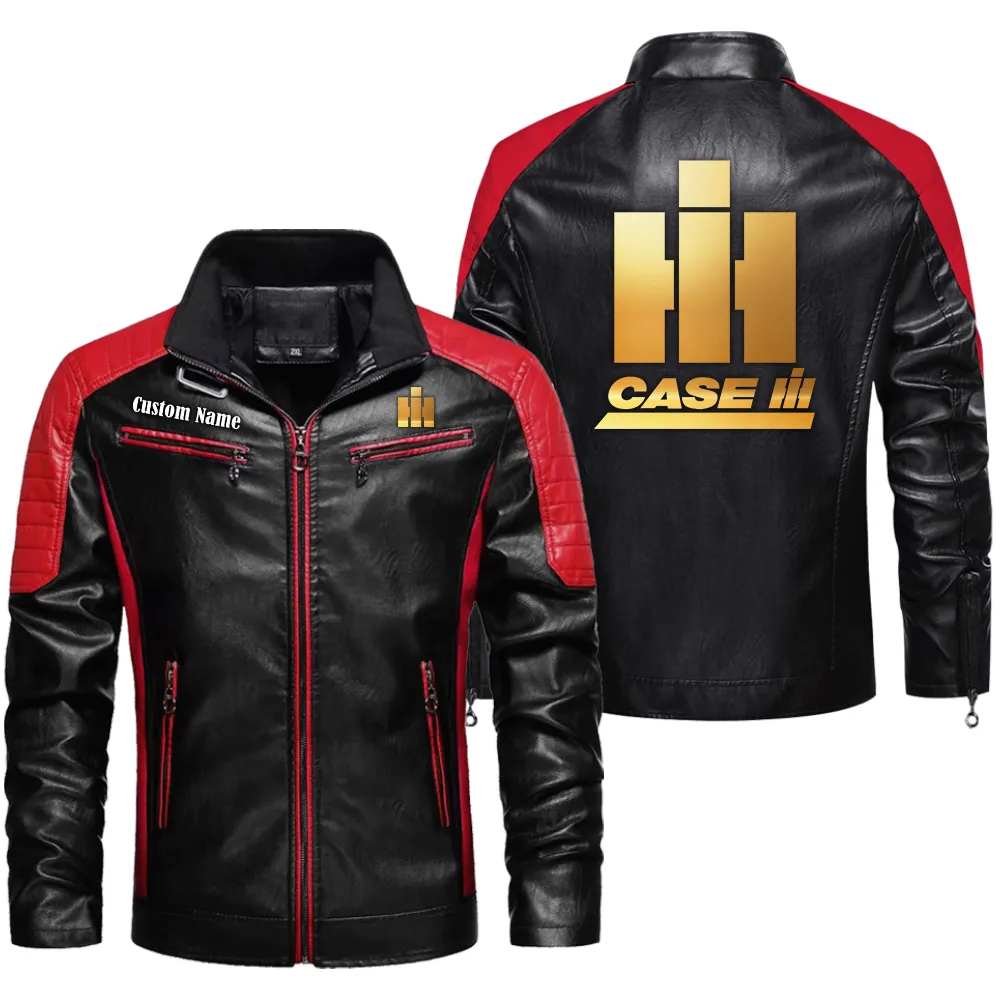 case ih custom herren lederjacke fr autoliebhaber perfektes geschenk mit namen car0401022093 rot tffeh