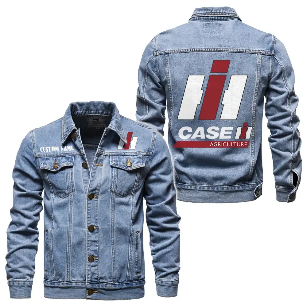 Case IH Jeansjacke für Auto-Fans – Vintage-Stil mit Wunschname personalisierbar CAR1901132071 - Hellblau