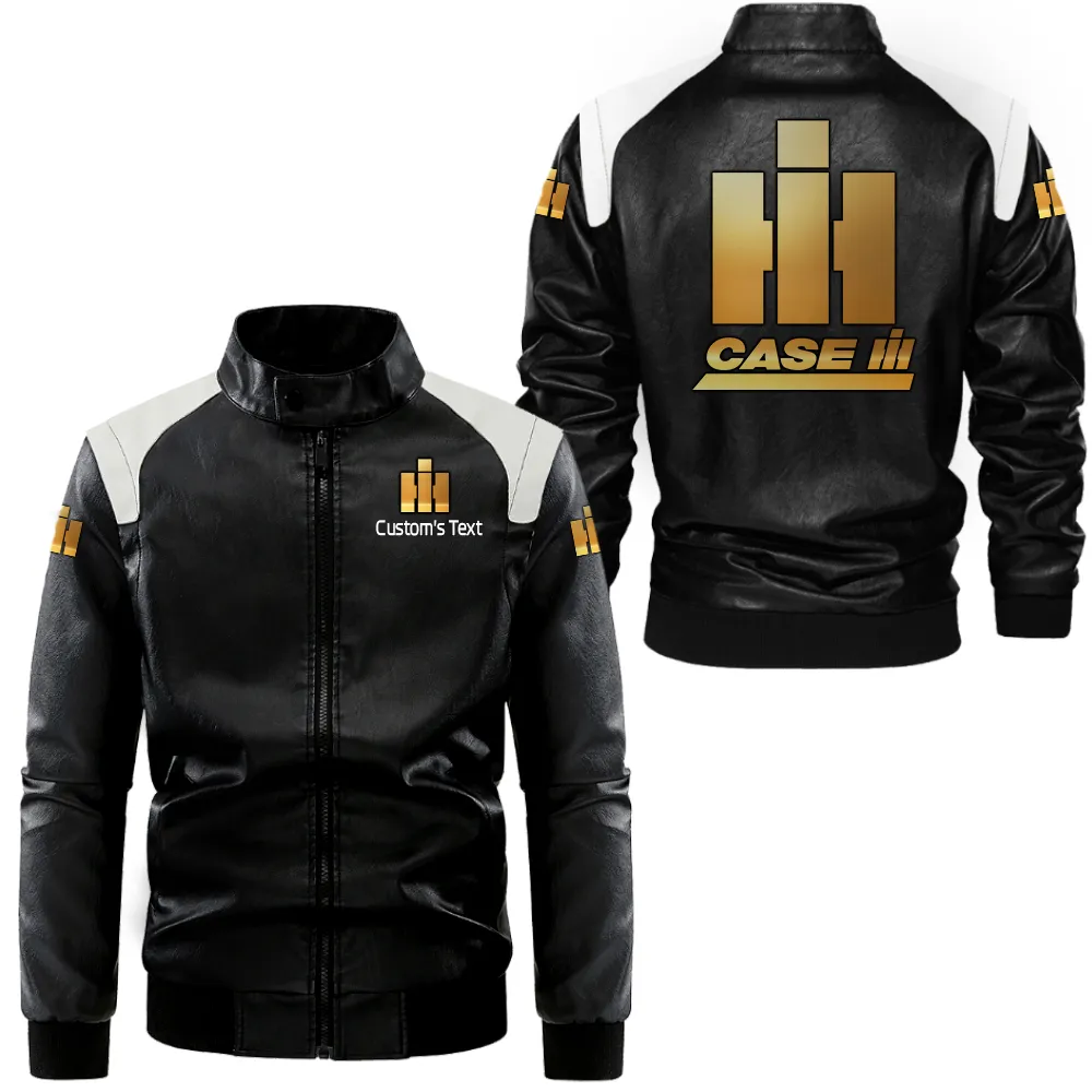 case ih lederjacke in schwarz wei fr auto fans allover print personalisierbar mit wunschname car0801062090 gywbg