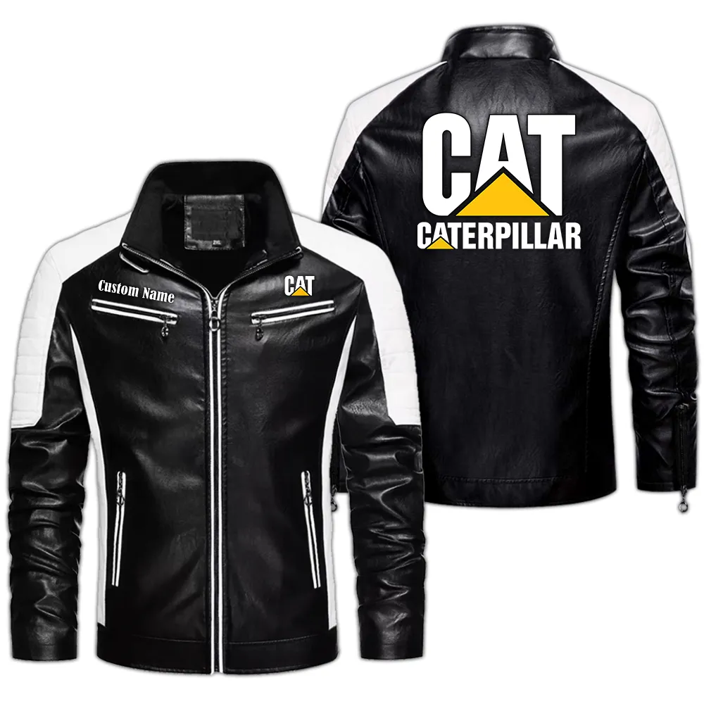 caterpillar inc custom herren lederjacke fr autoliebhaber perfektes geschenk mit namen car0401022095 schwarz t8tis