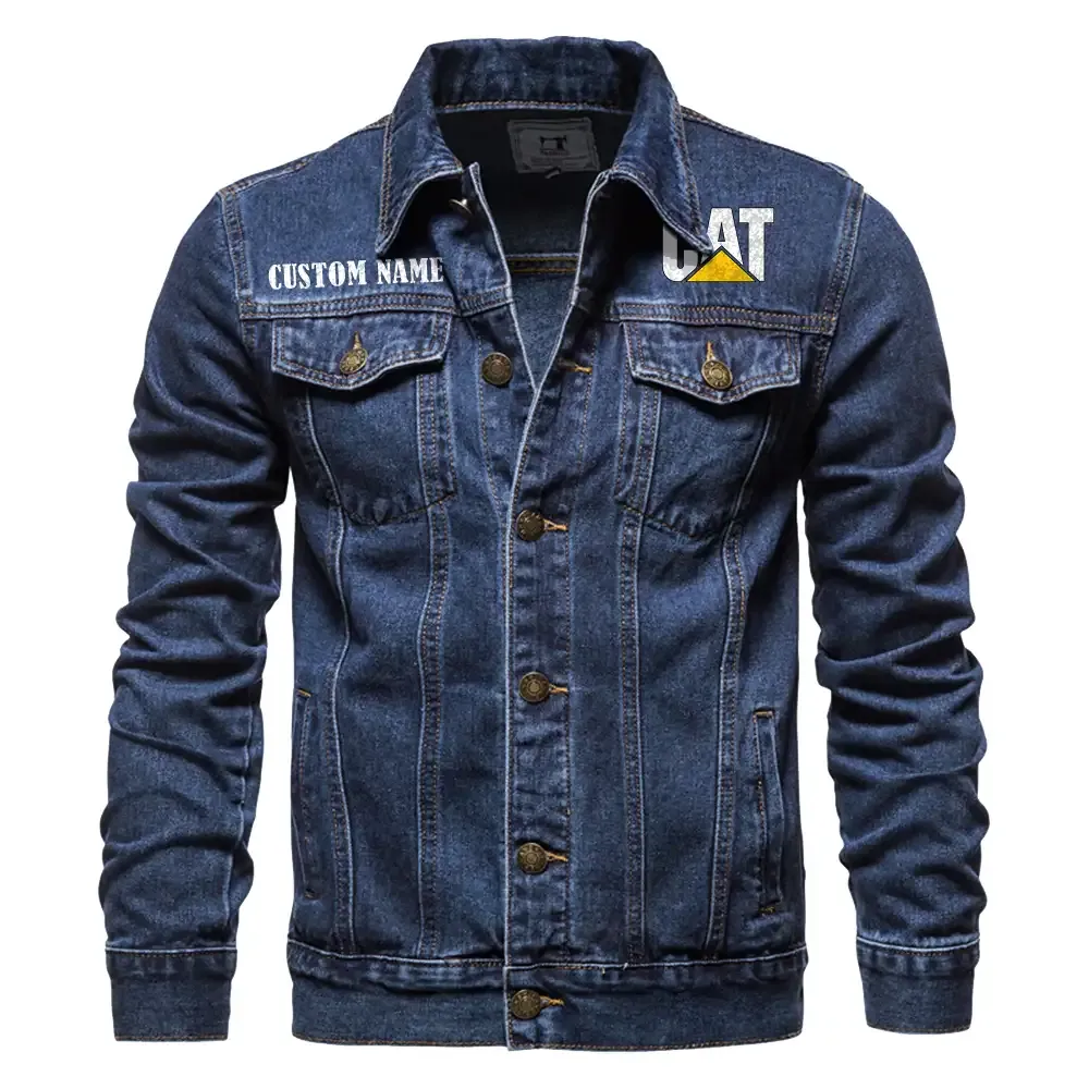 Caterpillar Inc Jeansjacke für Auto-Fans – Vintage-Stil mit Wunschname personalisierbar CAR1901132072 - Dunkelblau