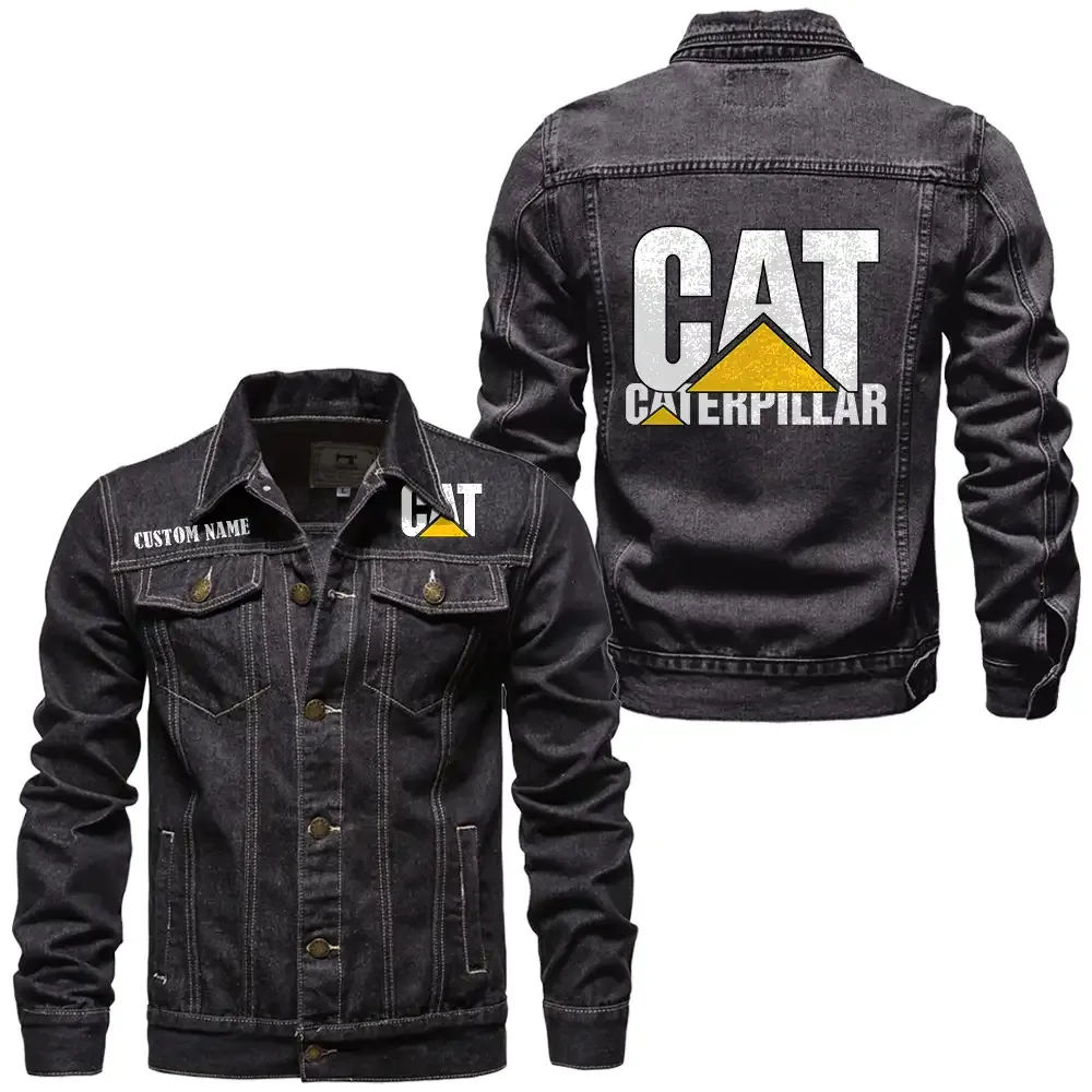 Caterpillar Inc Jeansjacke für Auto-Fans – Vintage-Stil mit Wunschname personalisierbar CAR1901132072 - Schwarz