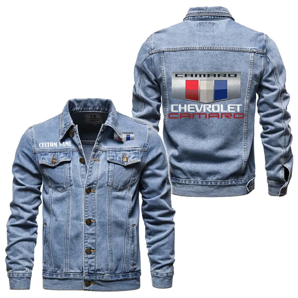 Chevrolet Camaro Jeansjacke für Auto-Fans – Vintage-Stil mit Wunschname personalisierbar CAR1901132074 - Hellblau