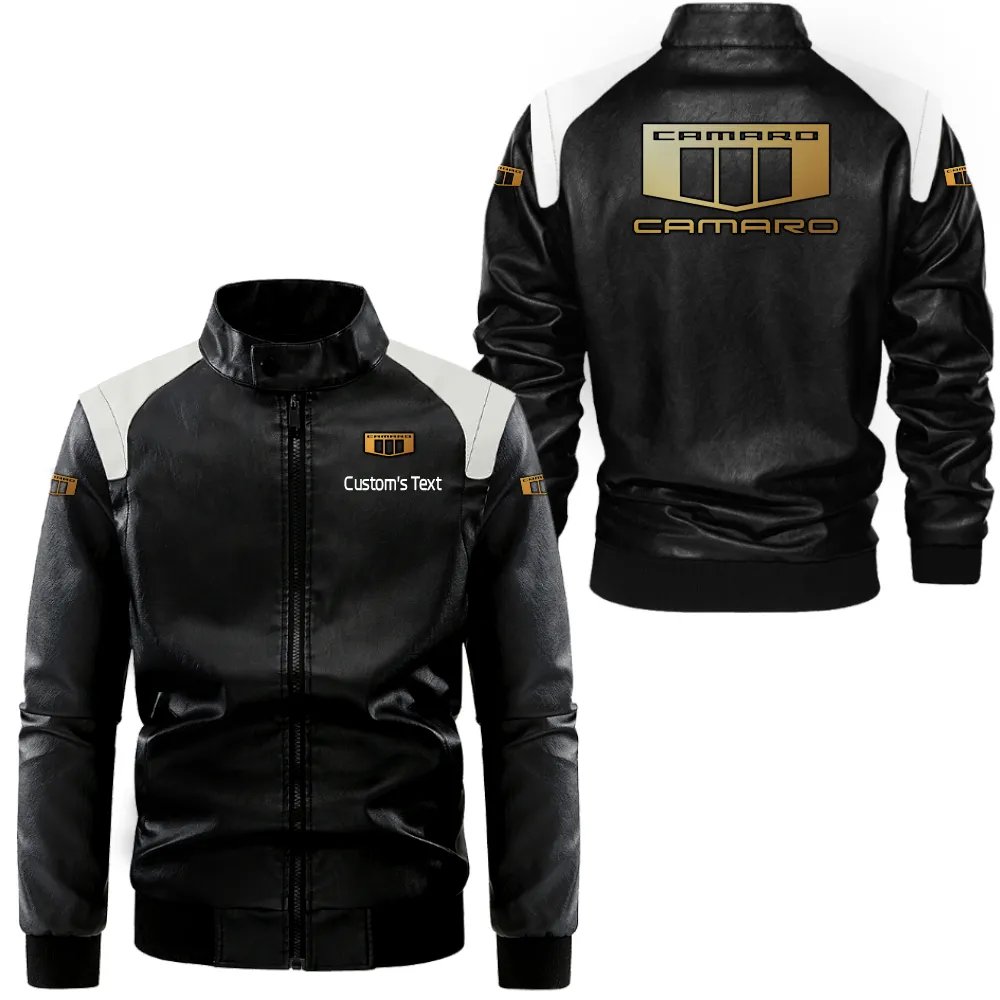 chevrolet camaro lederjacke in schwarz wei fr auto fans allover print personalisierbar mit wunschname car0801062094 0tzbg