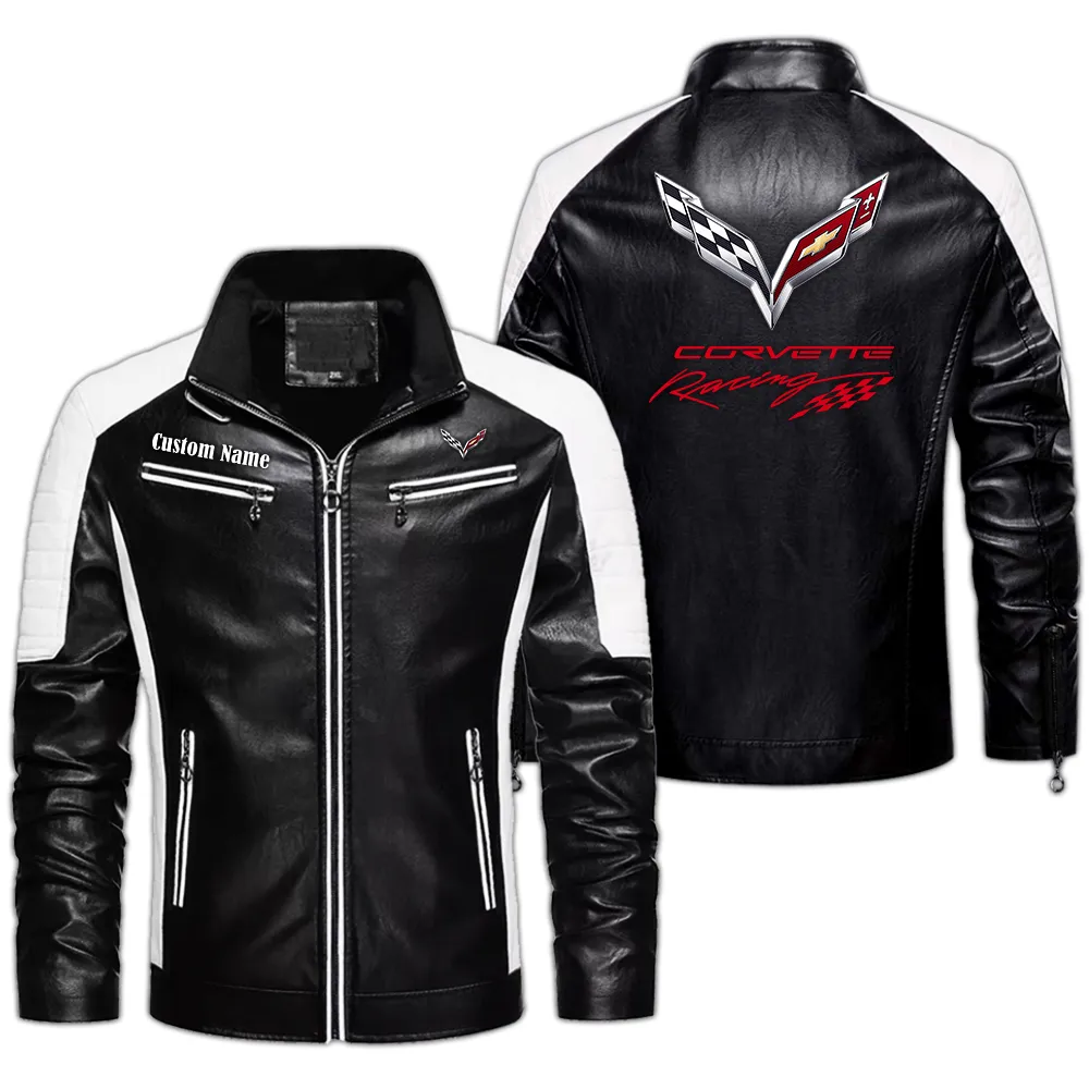 Chevrolet Chevelle Custom Herren Lederjacke für Autoliebhaber, Perfektes Geschenk mit Namen  CAR0401022101 - Schwarz