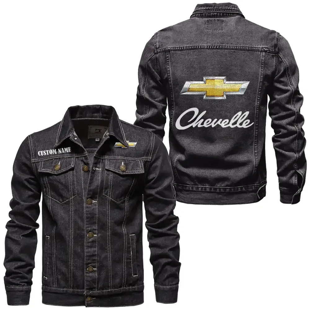 Chevrolet Chevelle Jeansjacke für Auto-Fans – Vintage-Stil mit Wunschname personalisierbar CAR1901132075 - Schwarz