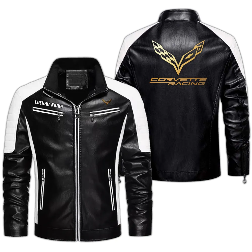chevrolet corvette custom herren lederjacke fr autoliebhaber perfektes geschenk mit namen car0401022102 schwarz vdoze