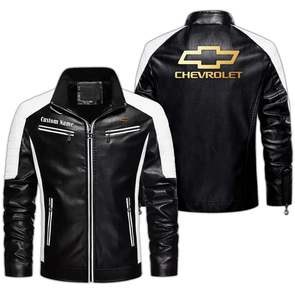 Chevrolet Corvette Custom Herren Lederjacke für Autoliebhaber, Perfektes Geschenk mit Namen  CAR0401022103 - Schwarz