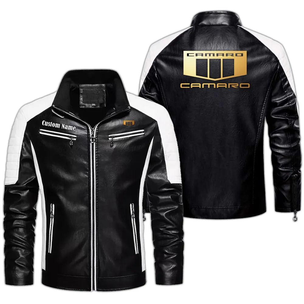 Chevrolet Custom Herren Lederjacke für Autoliebhaber, Perfektes Geschenk mit Namen CAR0401022097 - Schwarz