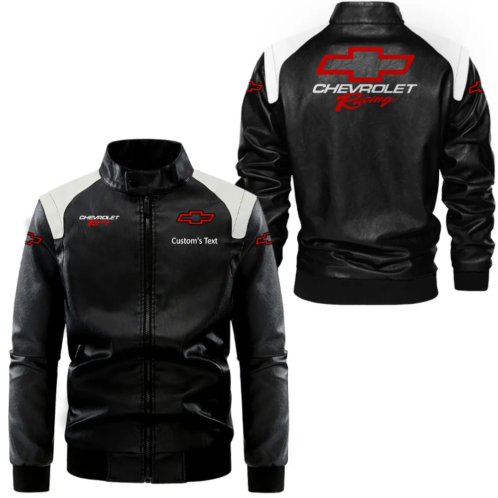 chevy racing lederjacke in schwarz wei fr auto fans allover print personalisierbar mit wunschname car0801062105 ysz4f