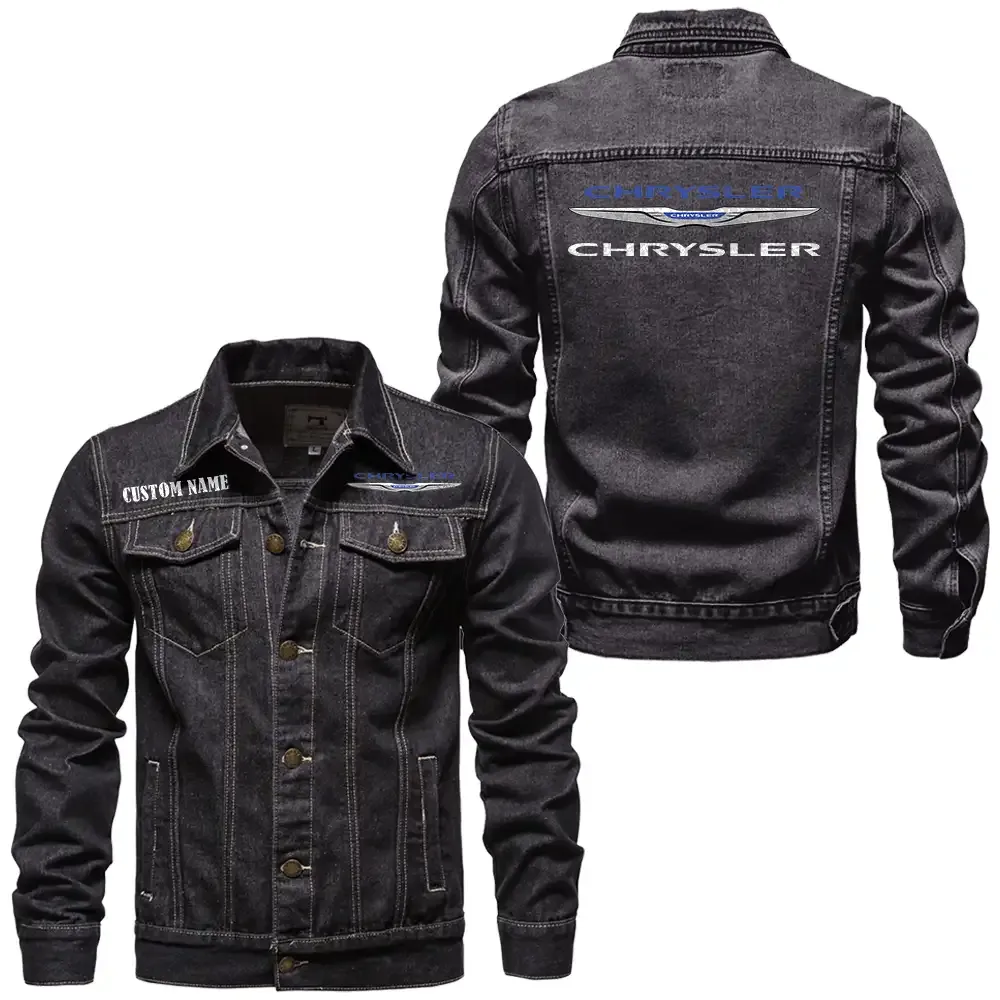 Chrysler Jeansjacke für Auto-Fans – Vintage-Stil mit Wunschname personalisierbar CAR1901132082 - Schwarz
