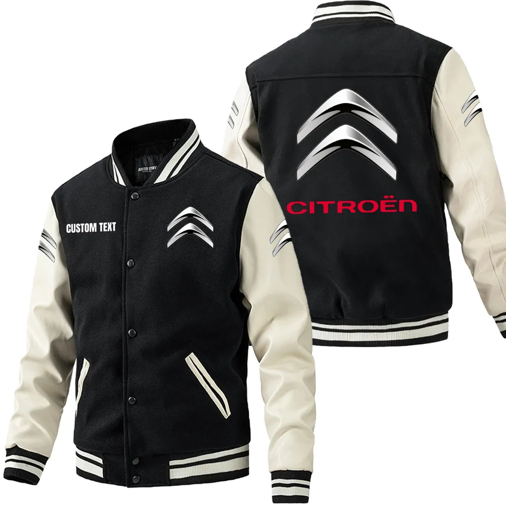 citroen leder baseballjacke fr auto fans rmel mit all over print personalisierbar mit wunschname car1801112073 schwarz wei