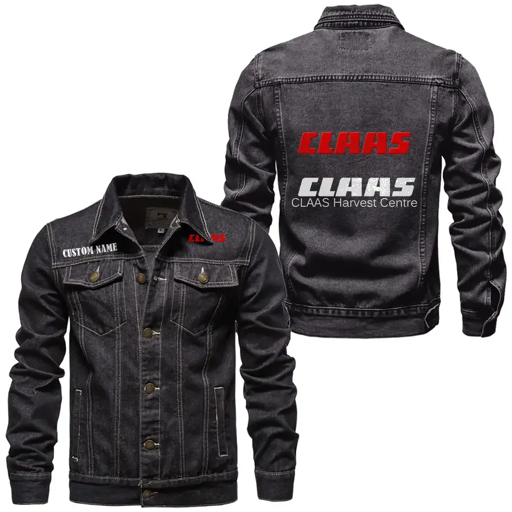 Claas Jeansjacke für Auto-Fans – Vintage-Stil mit Wunschname personalisierbar CAR1901132084 - Schwarz