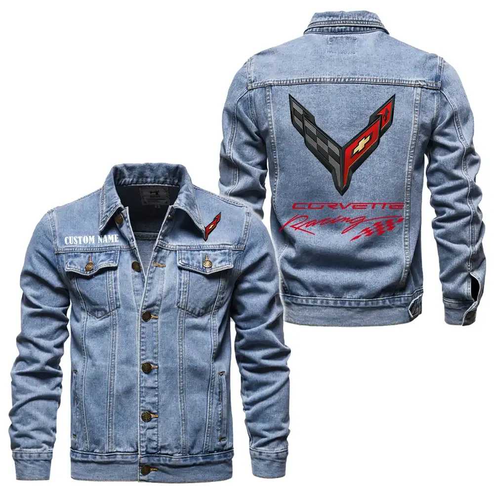 corvette c8 jeansjacke fr auto fans vintage stil mit wunschname personalisierbar car1901132085 hellblau euvcz