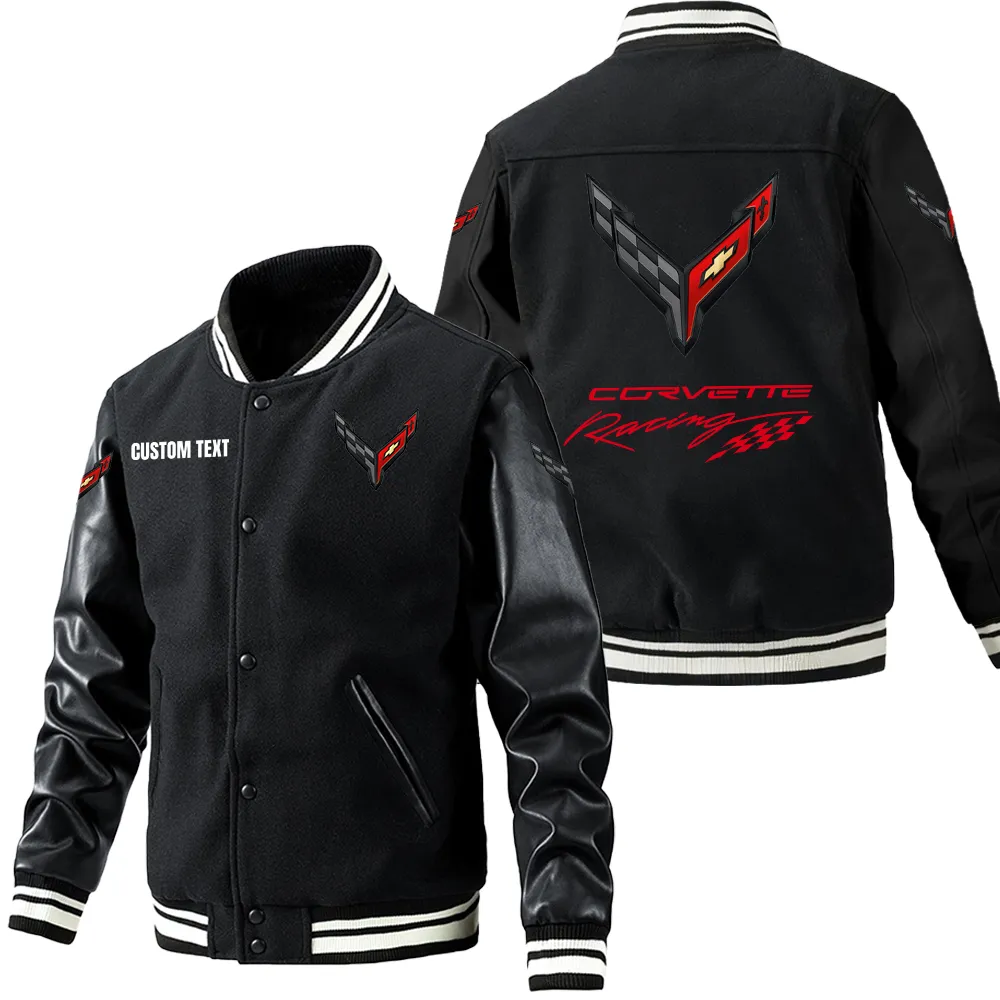 corvette c8 leder baseballjacke fr auto fans rmel mit all over print personalisierbar mit wunschname car1801112075 schwarz 4hd1e