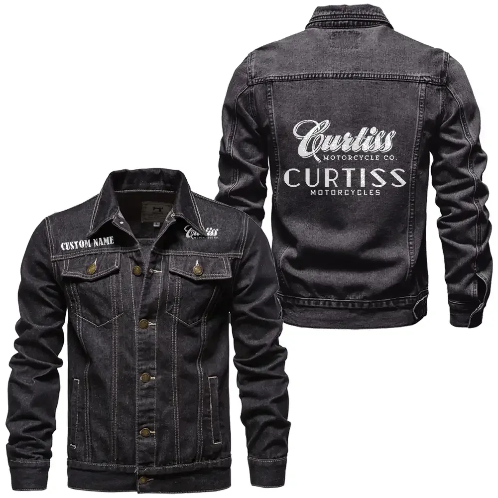 Curtiss Motorcycles Jeansjacke für Auto-Fans – Vintage-Stil mit Wunschname personalisierbar CAR1901132086 - Schwarz