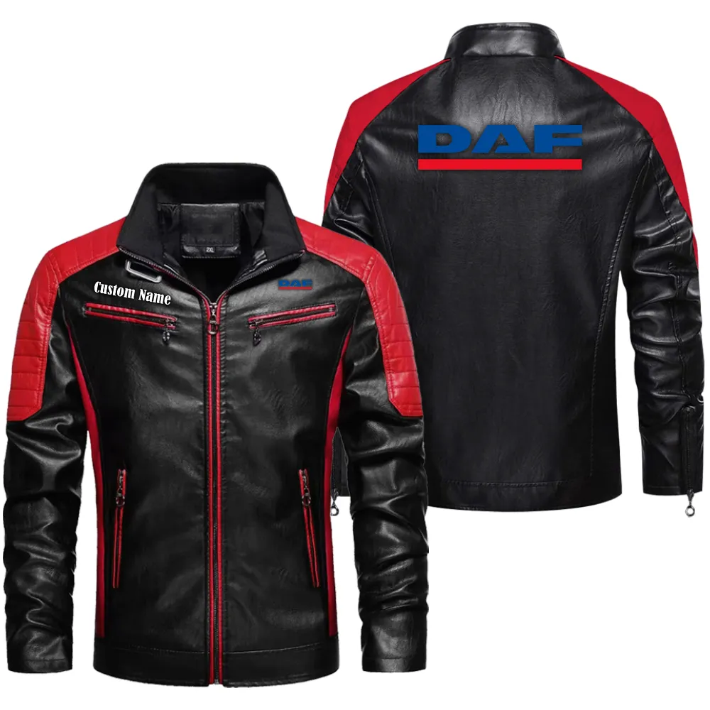 daf custom herren lederjacke fr autoliebhaber perfektes geschenk mit namen car0401022114 rot jfdhu
