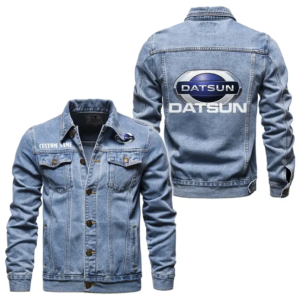 Datsun Jeansjacke für Auto-Fans – Vintage-Stil mit Wunschname personalisierbar CAR1901132088 - Hellblau