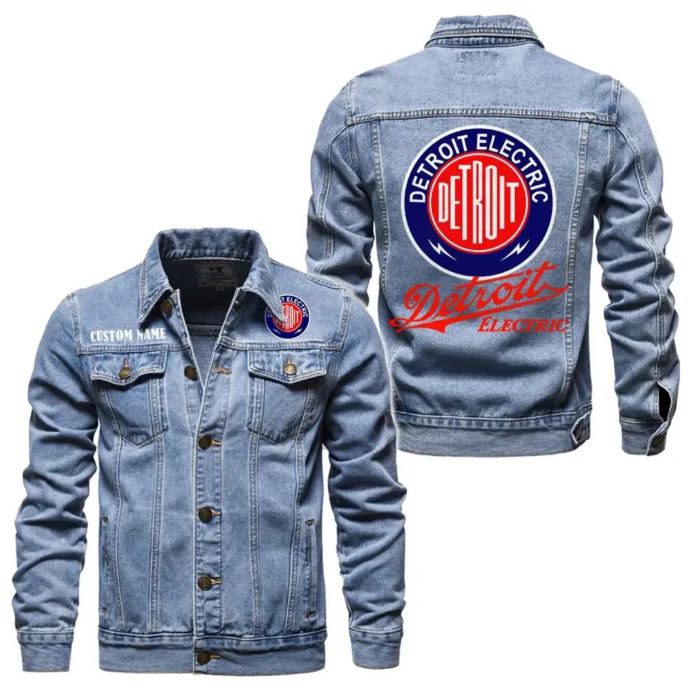 Detroit Electric Jeansjacke für Auto-Fans – Vintage-Stil mit Wunschname personalisierbar CAR1901132089 - Hellblau