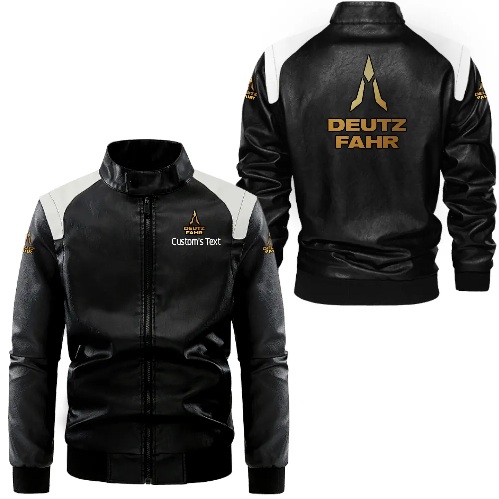 deutz fahr lederjacke in schwarz wei fr auto fans allover print personalisierbar mit wunschname car0801062116 imk8q