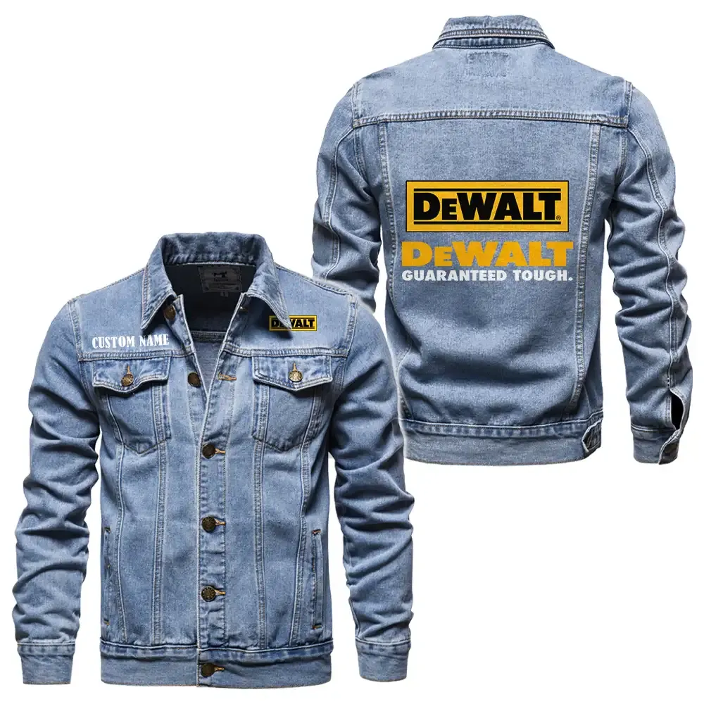 DeWalt Jeansjacke für Auto-Fans – Vintage-Stil mit Wunschname personalisierbar CAR1901132092 - Hellblau