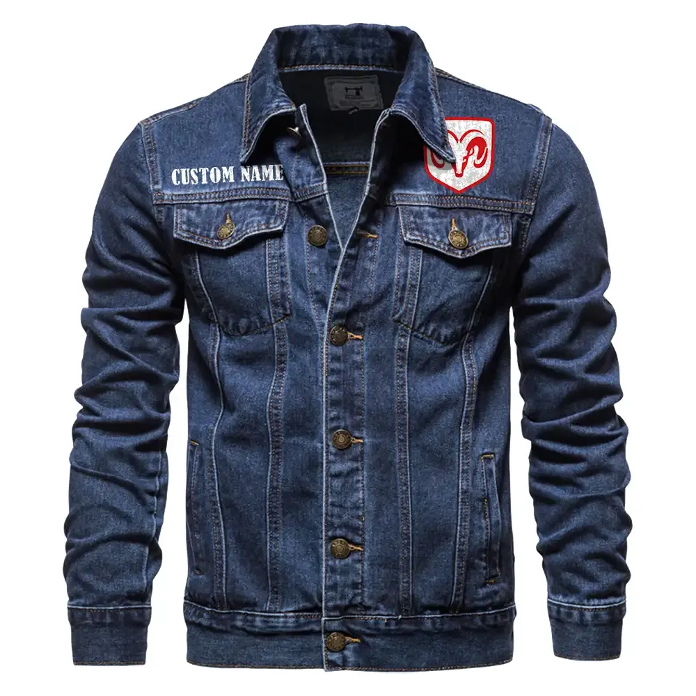 Dodge Challenger Jeansjacke für Auto-Fans – Vintage-Stil mit Wunschname personalisierbar CAR1901132095 - Dunkelblau