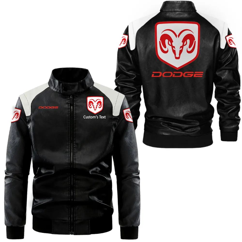 dodge lederjacke in schwarz wei fr auto fans allover print personalisierbar mit wunschname car0801062122 r8sbw