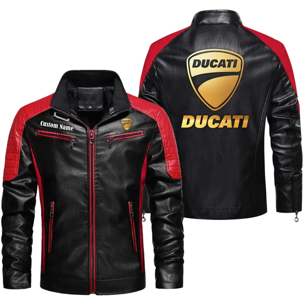 Ducati Corse Custom Herren Lederjacke für Autoliebhaber, Perfektes Geschenk mit Namen  CAR0401022128 - Rot