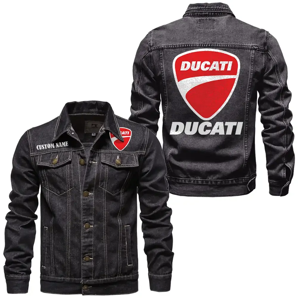 Ducati Jeansjacke für Auto-Fans – Vintage-Stil mit Wunschname personalisierbar CAR1901132099 - Schwarz