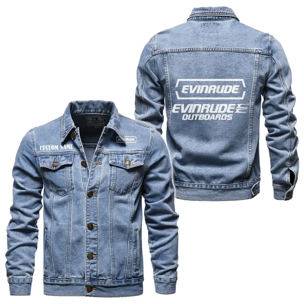 Evinrude Outboard Motors Jeansjacke für Auto-Fans – Vintage-Stil mit Wunschname personalisierbar CAR1901132102 - Hellblau