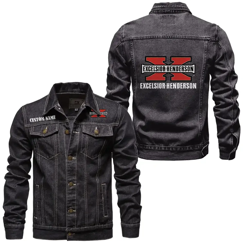 excelsior henderson jeansjacke fr auto fans vintage stil mit wunschname personalisierbar car1901132103 schwarz