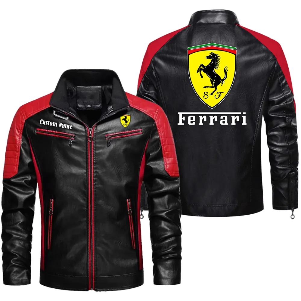 ferrari custom herren lederjacke fr autoliebhaber perfektes geschenk mit namen car0401022132 rot a89v6