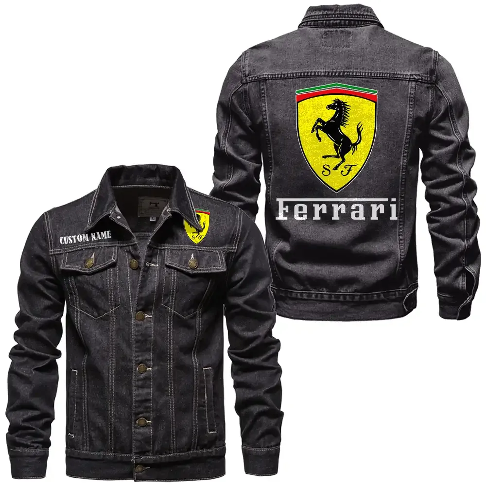 ferrari jeansjacke fr auto fans vintage stil mit wunschname personalisierbar car1901132105 schwarz eeo9p