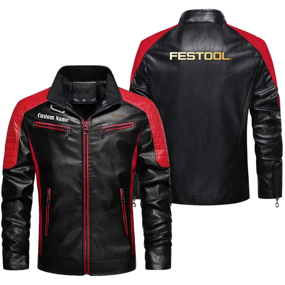 festool custom herren lederjacke fr autoliebhaber perfektes geschenk mit namen car0401022135 rot