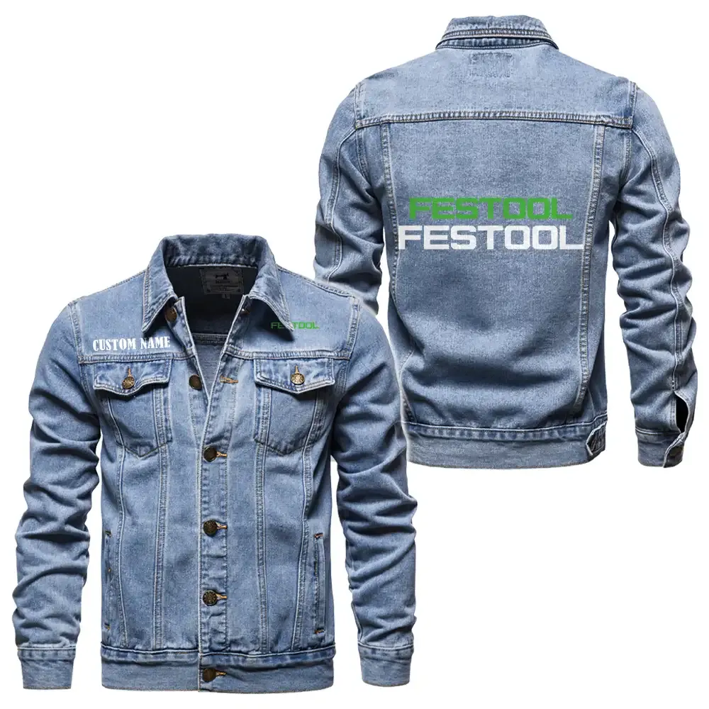 Festool Jeansjacke für Auto-Fans – Vintage-Stil mit Wunschname personalisierbar CAR1901132106 - Hellblau