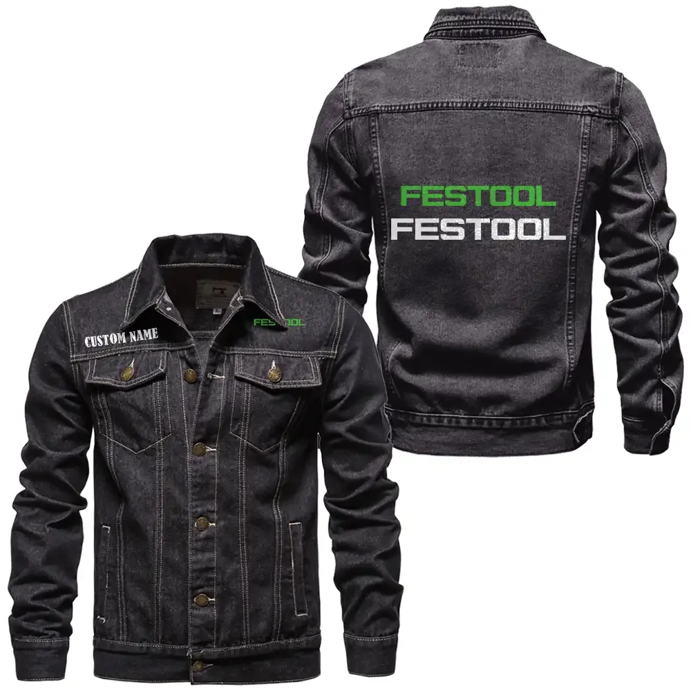 Festool Jeansjacke für Auto-Fans – Vintage-Stil mit Wunschname personalisierbar CAR1901132106 - Schwarz