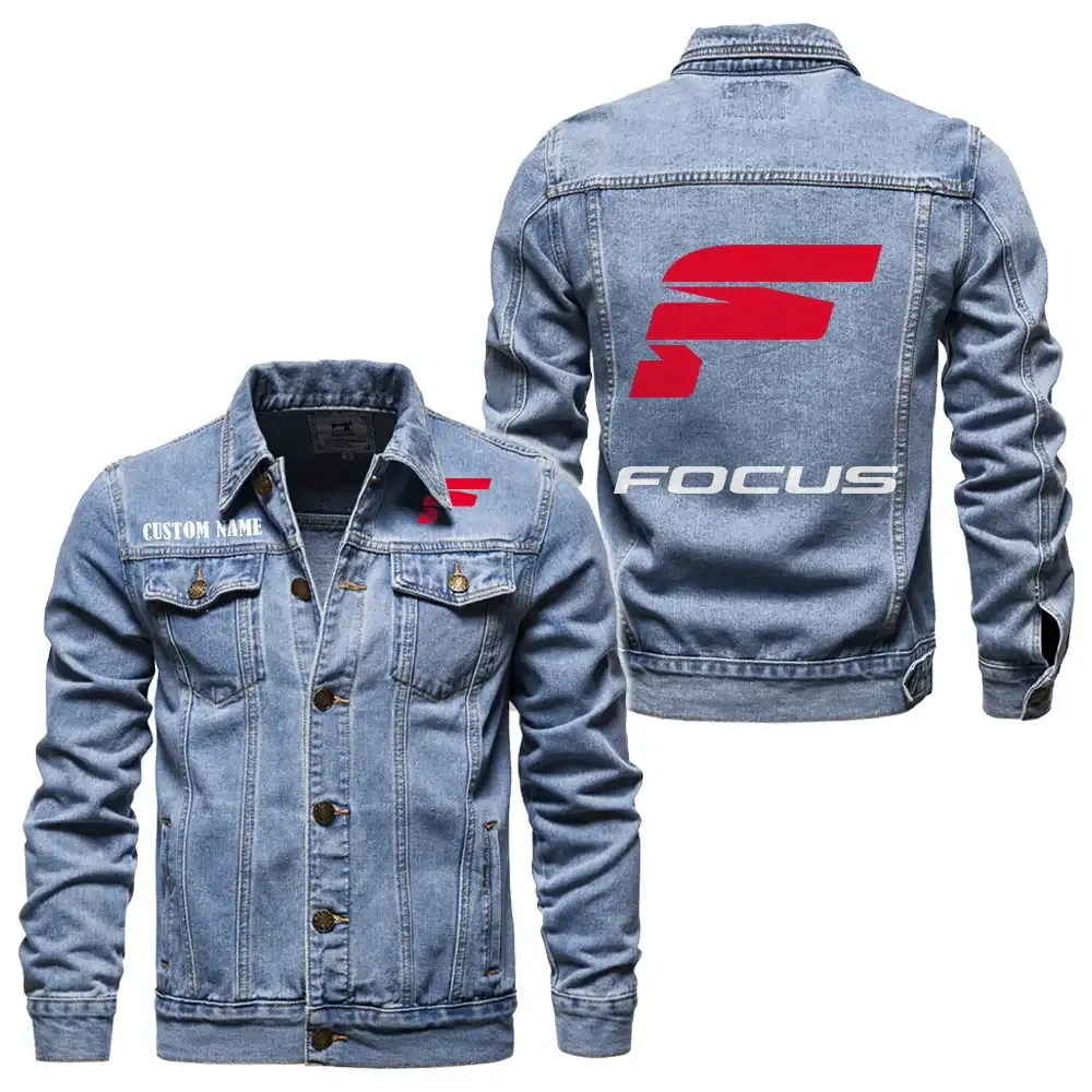 FOCUS Bikes Jeansjacke für Auto-Fans – Vintage-Stil mit Wunschname personalisierbar CAR1901132108 - Hellblau
