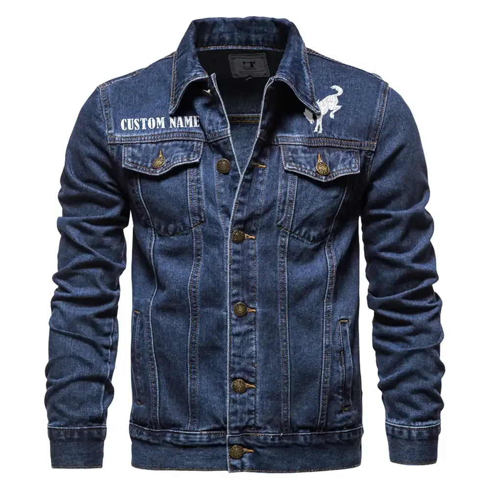 Ford Bronco Jeansjacke für Auto-Fans – Vintage-Stil mit Wunschname personalisierbar CAR1901132109 - Dunkelblau