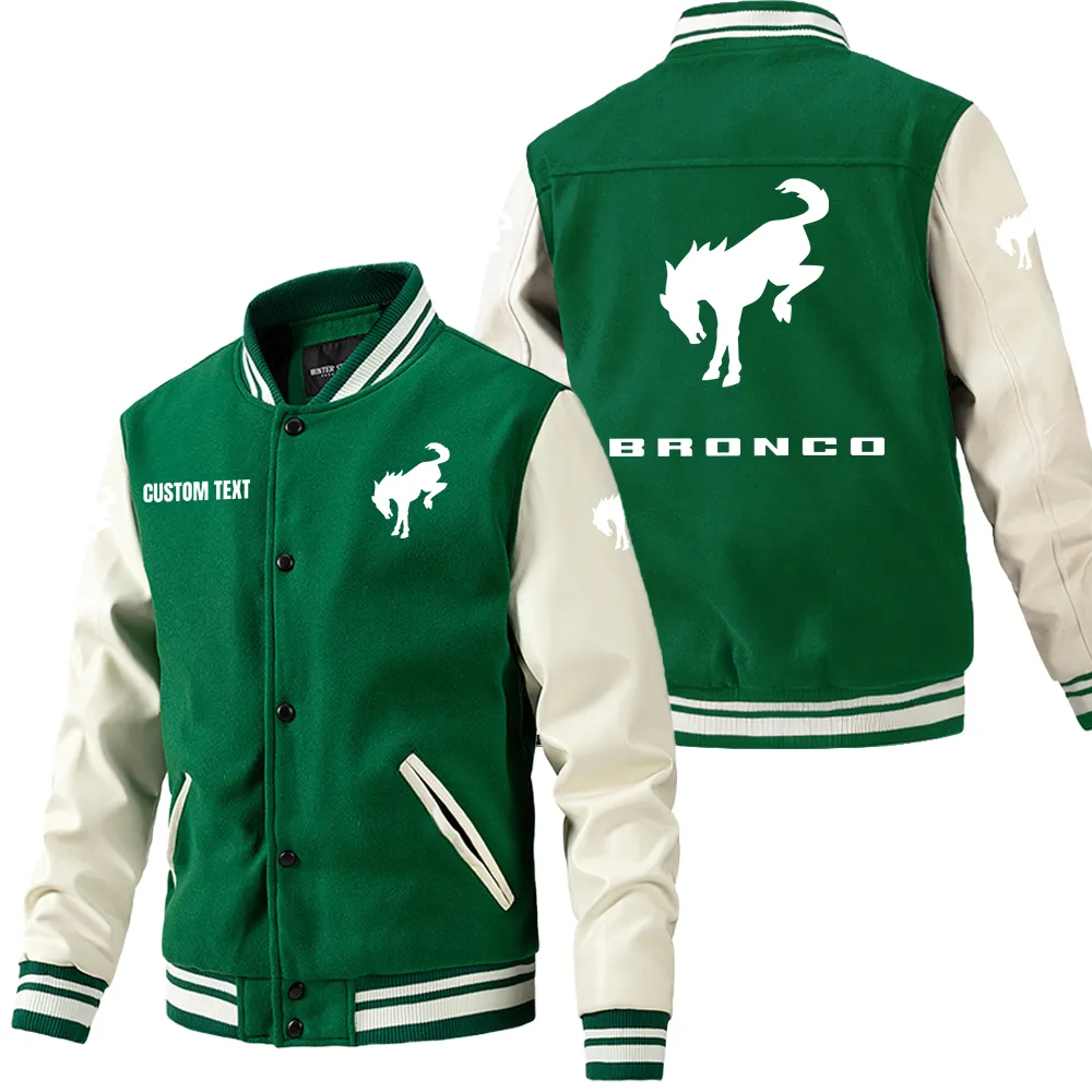 ford bronco leder baseballjacke fr auto fans rmel mit all over print personalisierbar mit wunschname car1801112089 grn